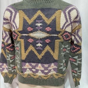 Hand knit cotton sweater, size medium